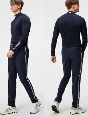 J.Lindeberg Men Stuart Stripe Golf Pants Navy- SS24 34x32 NEW in polybag